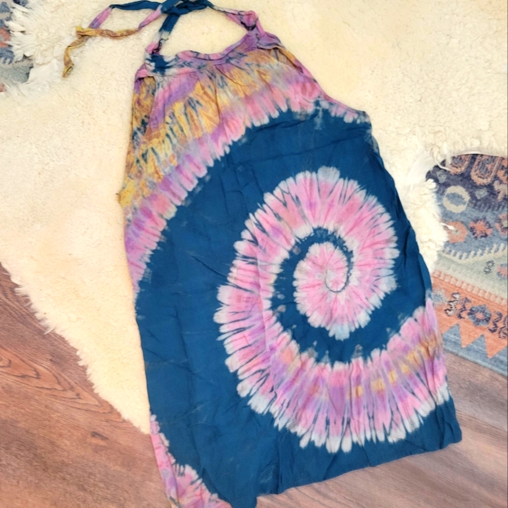 Handmade Tie-Dye Halter Dress